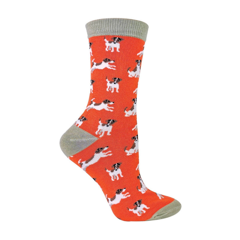 1 Pack Ladies Novelty Rust Jack Russell Bamboo Socks