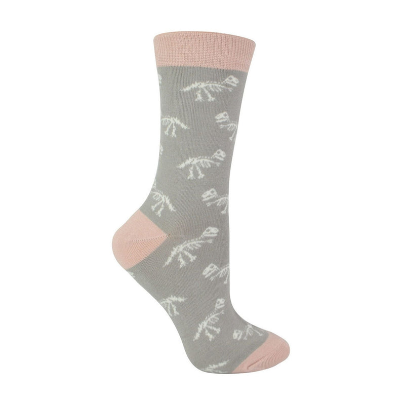 1 Pack Ladies Novelty Dinosaur Bones Bamboo Socks