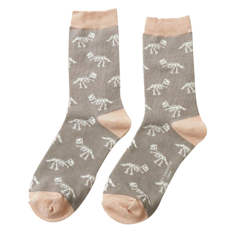 1 Pack Ladies Novelty Dinosaur Bones Bamboo Socks