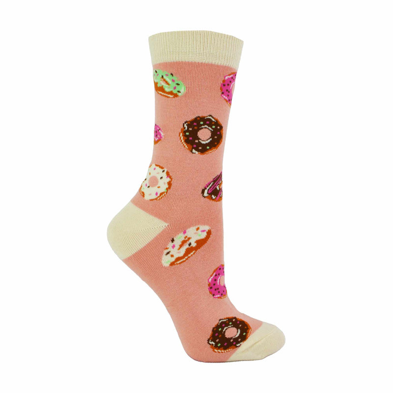 1 Pack Ladies Novelty Dusky Pink Doughnut Bamboo Socks