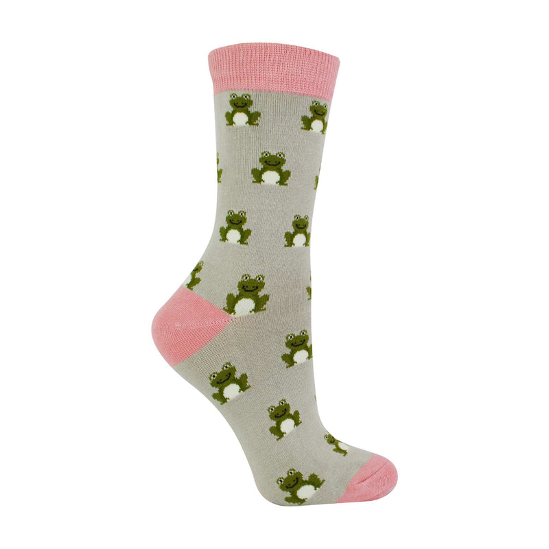 1 Pack Ladies Novelty Silver Frog Bamboo Socks