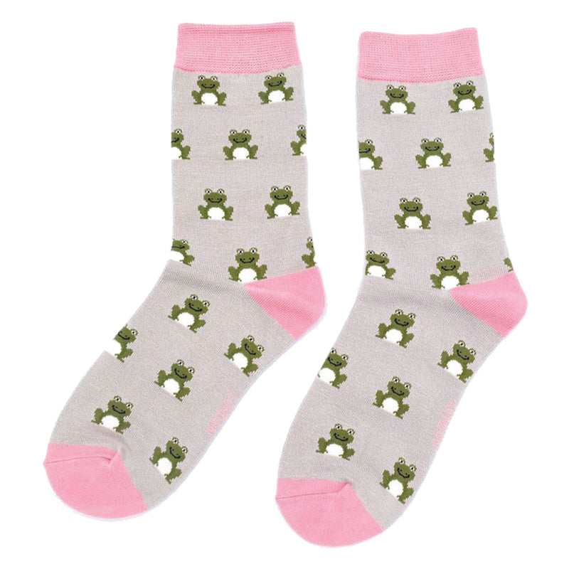 1 Pack Ladies Novelty Silver Frog Bamboo Socks