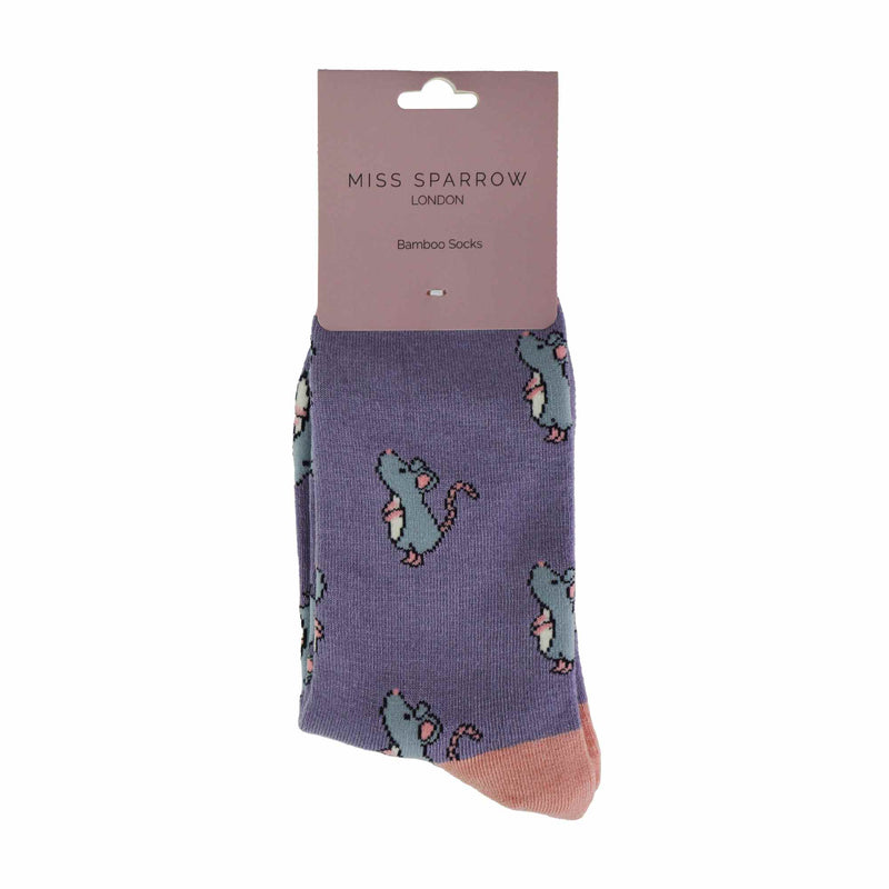 1 Pack Ladies Novelty Lilac Mice Bamboo Socks