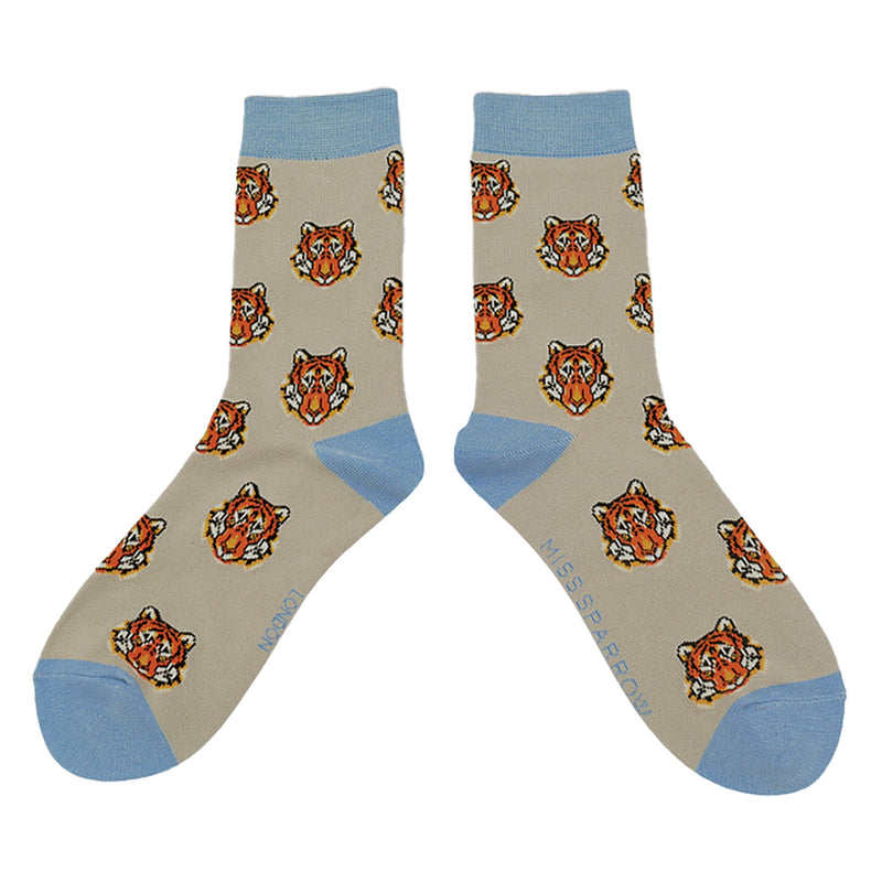 1 Pack Ladies Novelty Silver Tigers Bamboo Socks