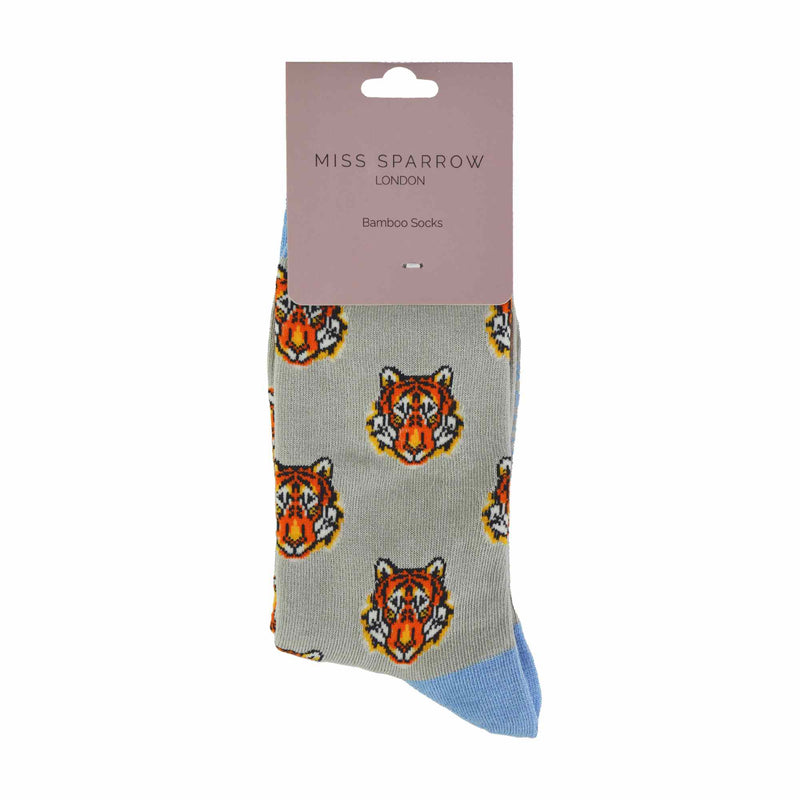 1 Pack Ladies Novelty Silver Tigers Bamboo Socks