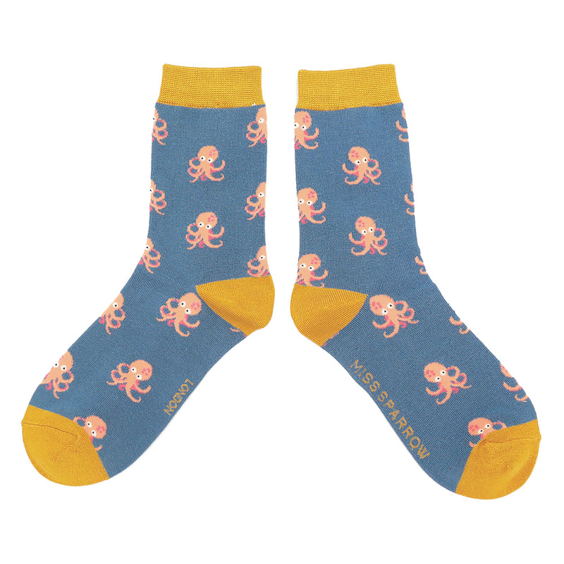 1 Pack Ladies Novelty Denim Octopus Bamboo Socks