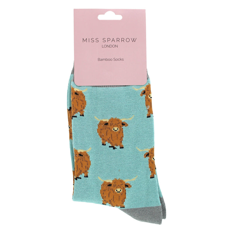 Ladies Highland Cow Socks | Womens Novelty Bamboo Gift Socks For Cow Lovers