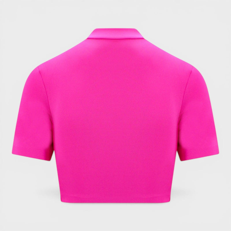 Zip Logo Crop Tee Fuchsia