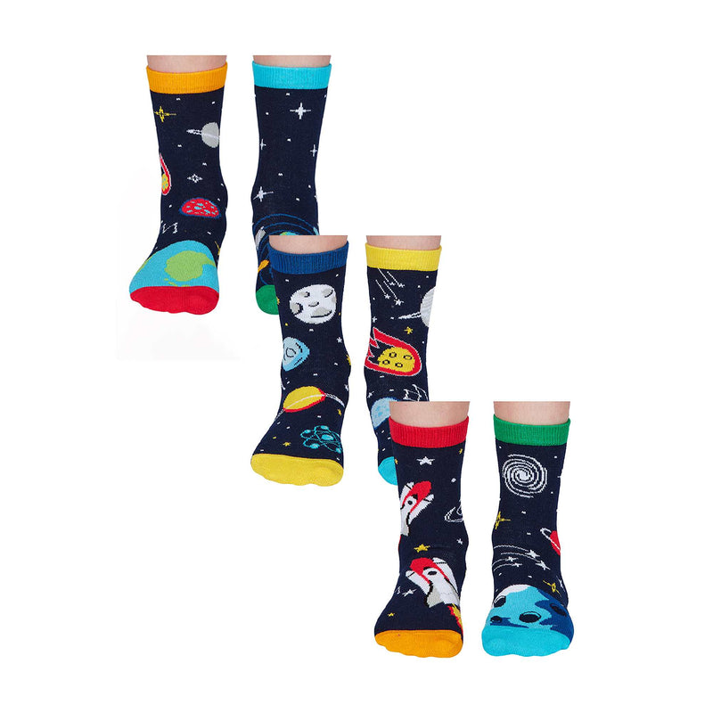6 Pack Boys Cosmic Space Novelty Odd Socks in Gift Box