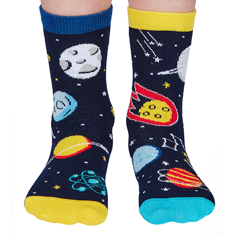6 Pack Boys Cosmic Space Novelty Odd Socks in Gift Box