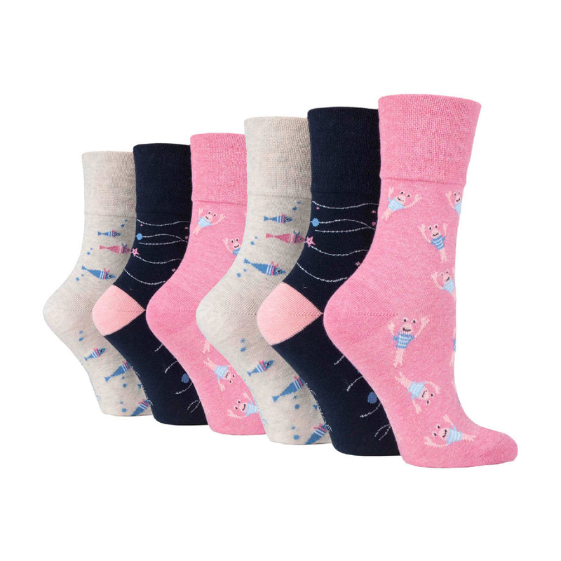 6 Pairs Ladies Non Elastic Patterned Socks