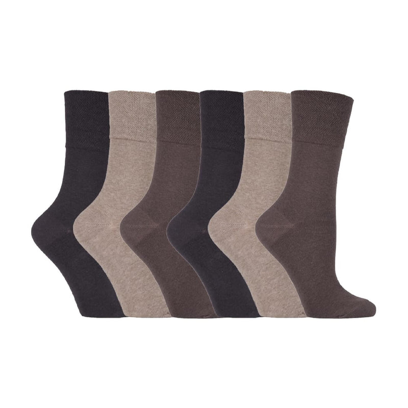 6 Pack Ladies Non Elastic Plain Coloured Cotton Socks