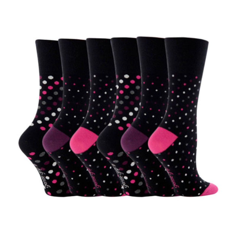 6 Pack Ladies Non Elastic Patterned Cotton Socks for Poor Circulation