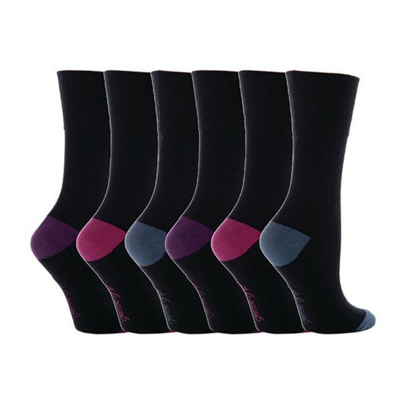 6 Pack Ladies Patterned Cotton Non Elastic Socks