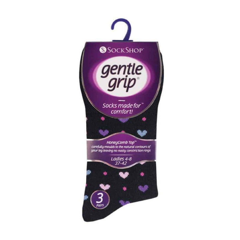 6 Pack Ladies Patterned Cotton Non Elastic Socks