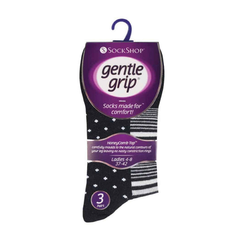 6 Pack Ladies Patterned Cotton Non Elastic Socks