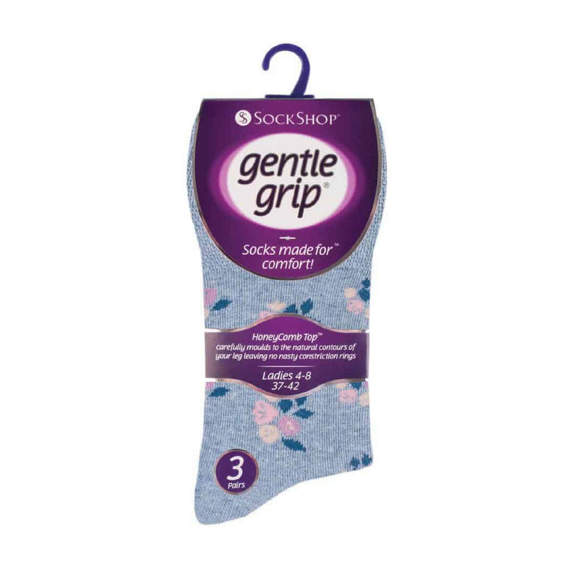 6 Pack Ladies Patterned Cotton Non Elastic Socks