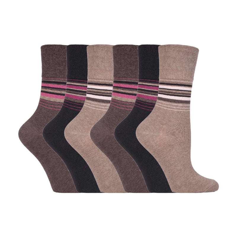 6 Pack Ladies Non Elastic Novelty Design Socks