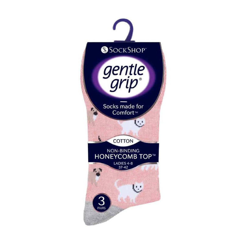 6 Pack Ladies Patterned Cotton Non Elastic Socks
