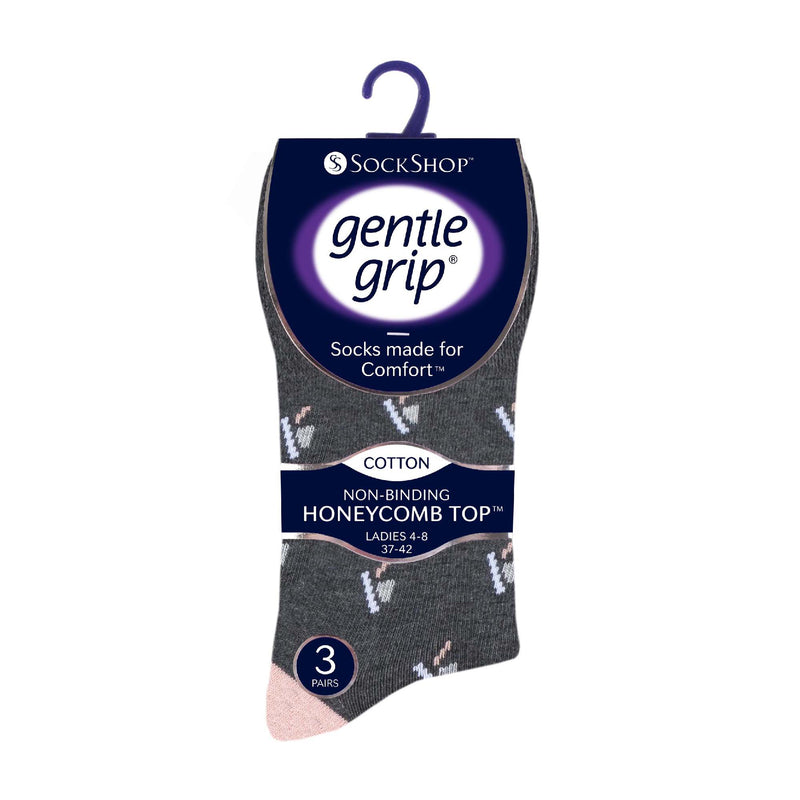6 Pack Ladies Non Elastic Novelty Design Socks