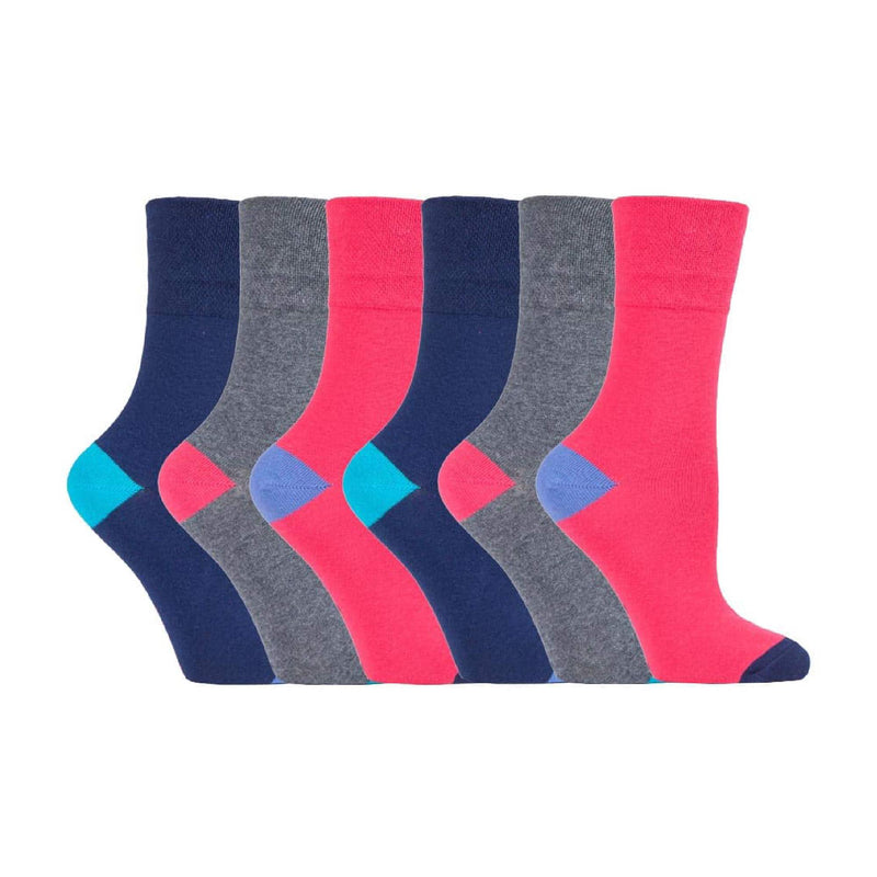 6 Pack Ladies Patterned Cotton Non Elastic Socks