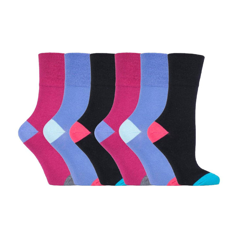 6 Pack Ladies Patterned Cotton Non Elastic Socks