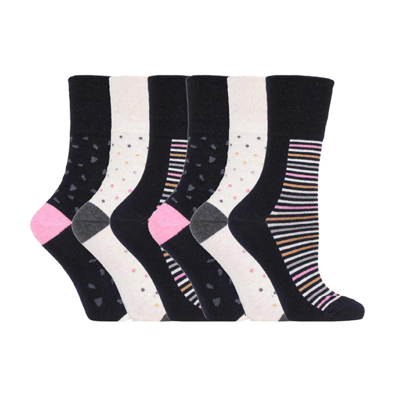 6 Pack Ladies Non Elastic Novelty Design Socks