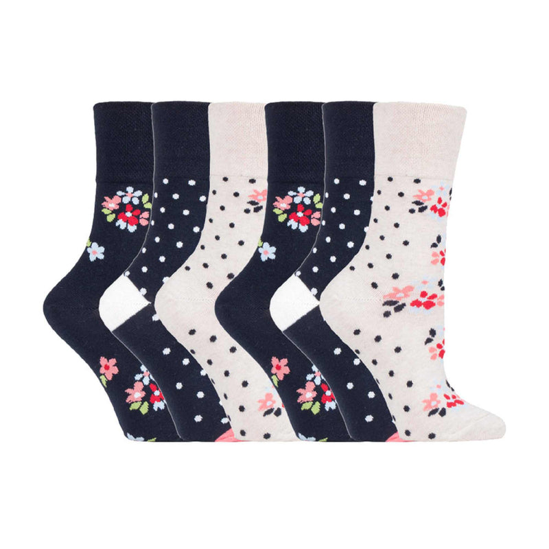 6 Pack Ladies Non Elastic Novelty Design Socks