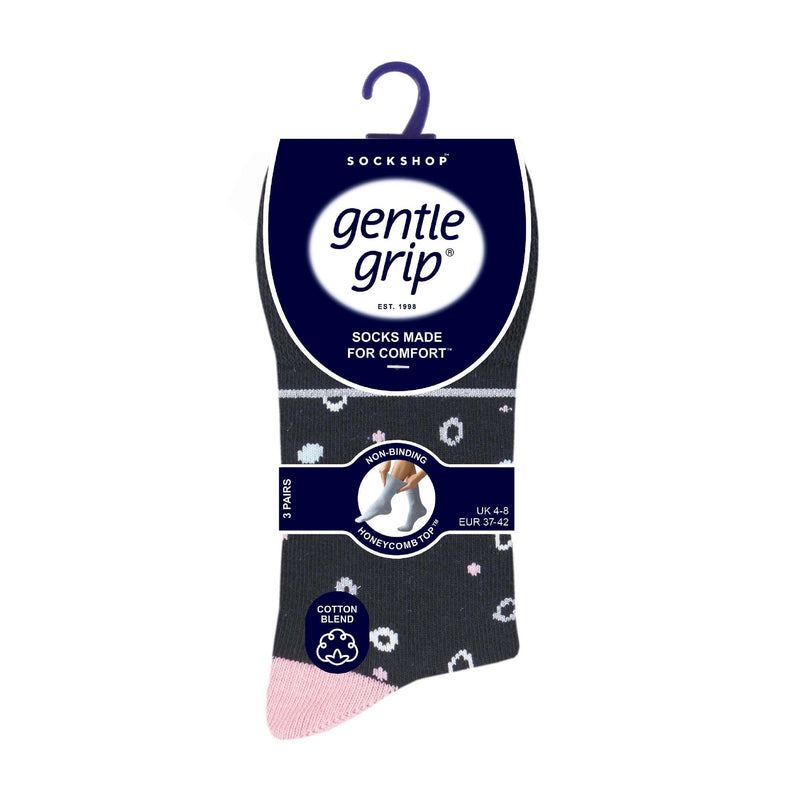 6 Pack Ladies Patterned Cotton Non Elastic Socks
