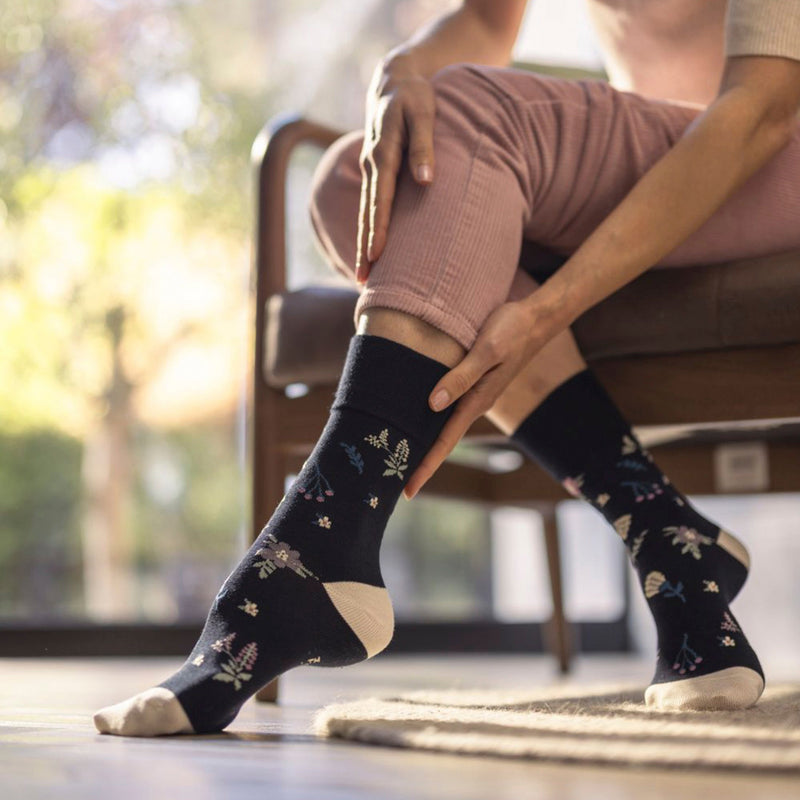 12 Pairs Ladies Cotton Socks | Patterned Soft Non-Binding Everyday Socks