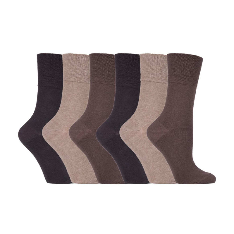 6 Pack Ladies Patterned Cotton Non Elastic Socks