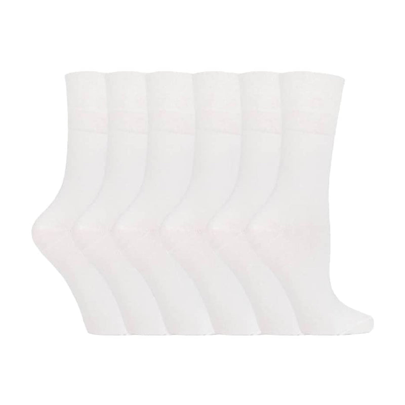 6 Pack Ladies Non Elastic Plain Coloured Cotton Socks