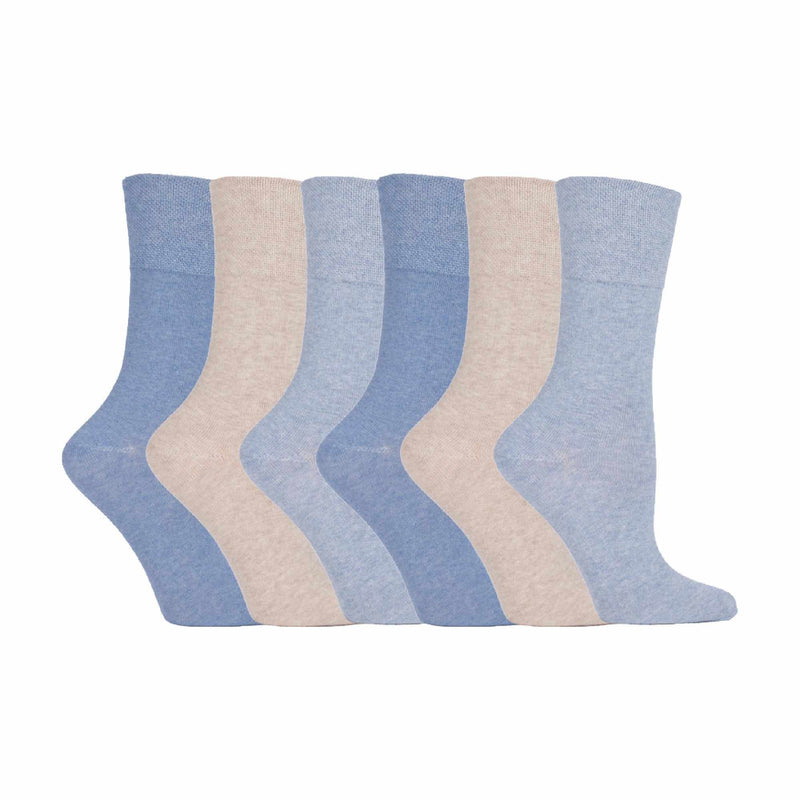 6 Pack Ladies Non Elastic Plain Coloured Cotton Socks