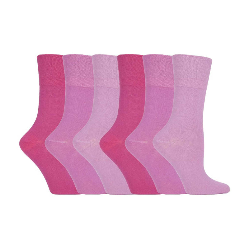 6 Pack Ladies Non Elastic Plain Coloured Cotton Socks