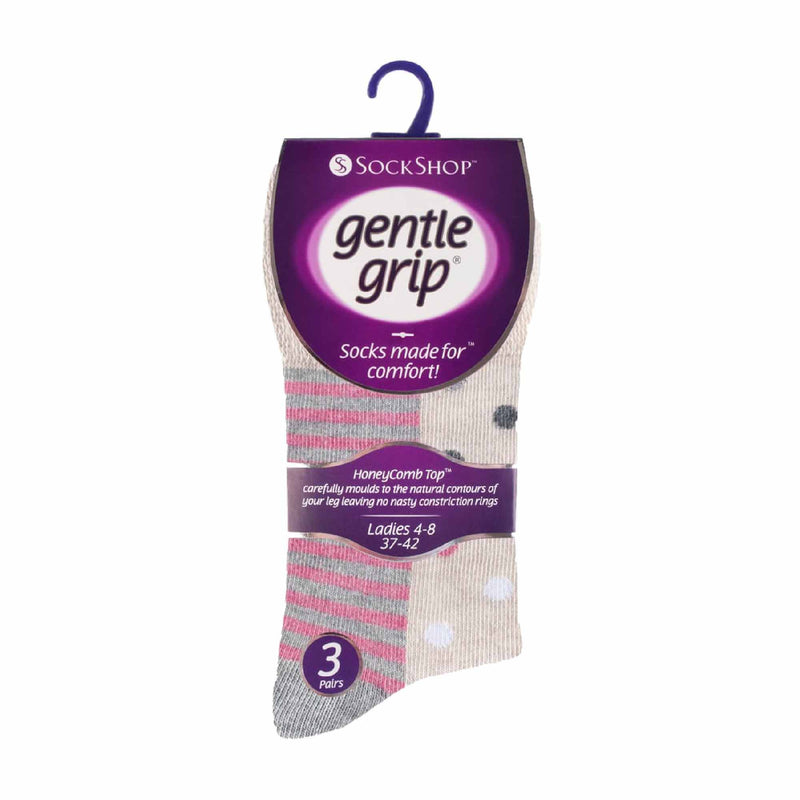 6 Pack Ladies Patterned Non Elastic Cotton Socks