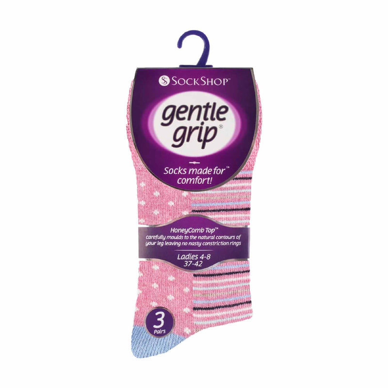 6 Pack Ladies Patterned Non Elastic Cotton Socks