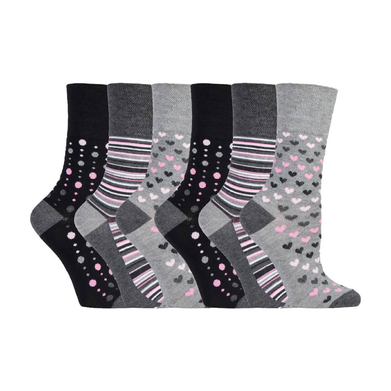 6 Pack Ladies Non Elastic Loose Top Bamboo Socks
