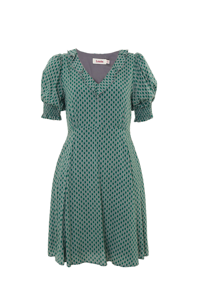 Solyne Flower Tile Print Mini Dress