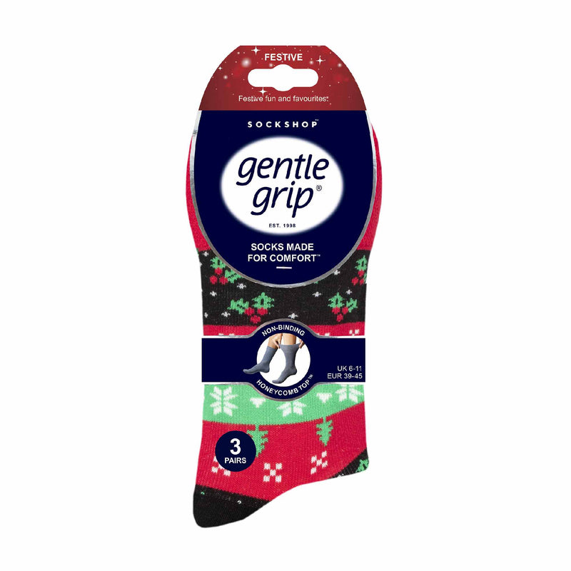 6 Pack Mens Non Elastic Novelty Christmas Socks
