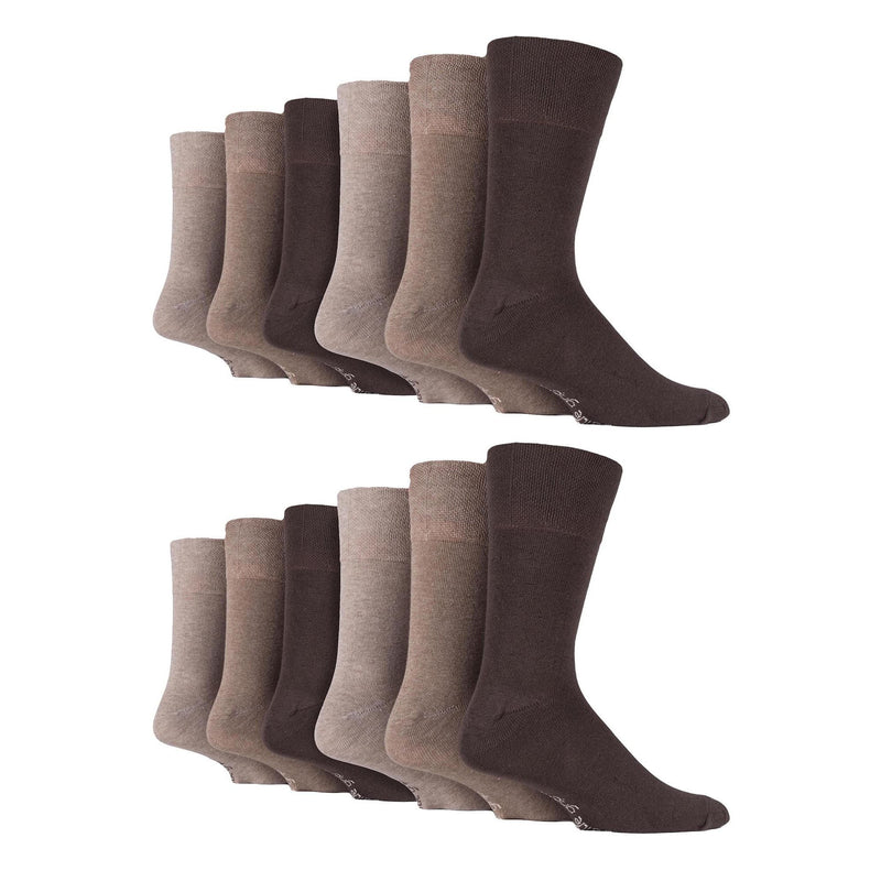 12 Pairs Mens Gentle Grip Loose Top Socks | Extra Wide Non Elastic Socks