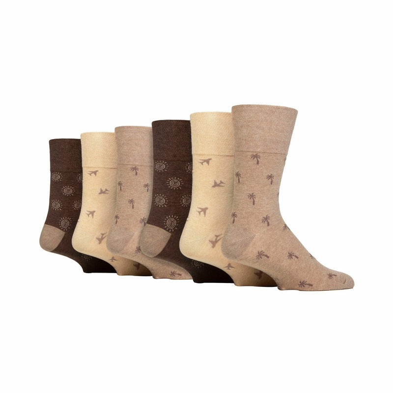 6 Pack Mens Non Elastic Loose Top Patterned Socks