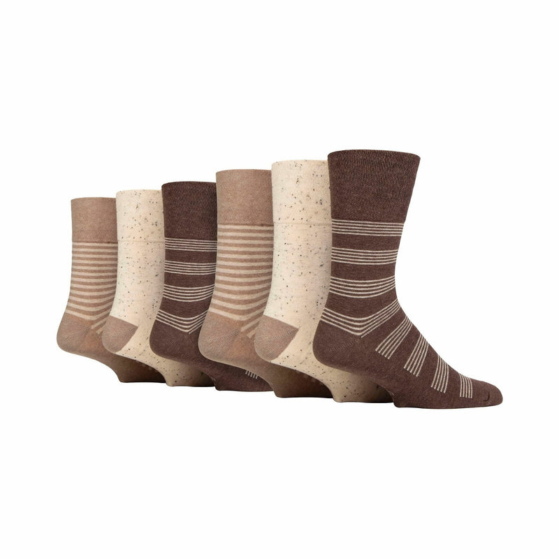 6 Pack Mens Non Elastic Loose Top Patterned Socks