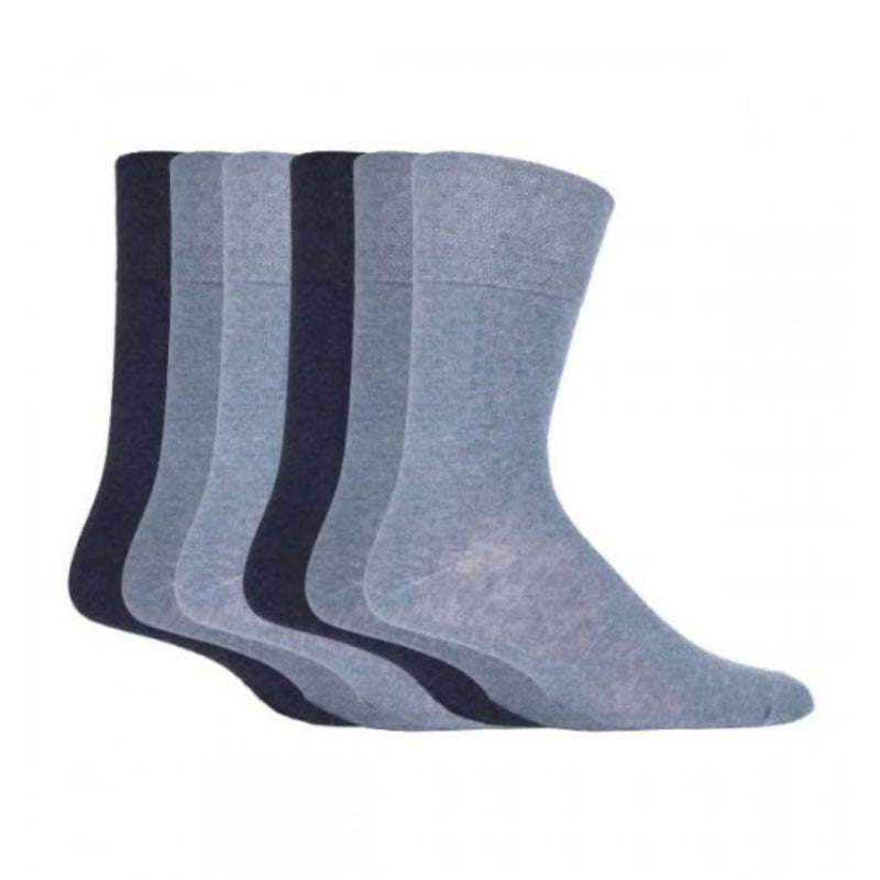 6 Pack Mens Loose Top Plain Coloured Cotton Socks