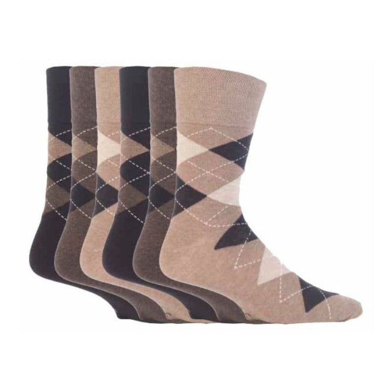 6 Pack Mens Non Elastic Argyle Cotton Socks