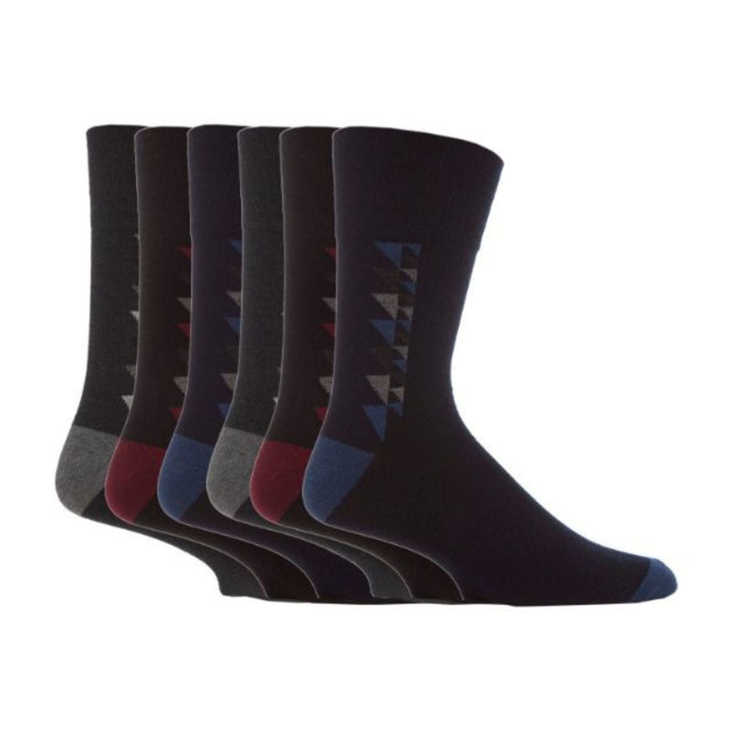 6 Pack Mens Non Elastic Assorted Styles Cotton Socks