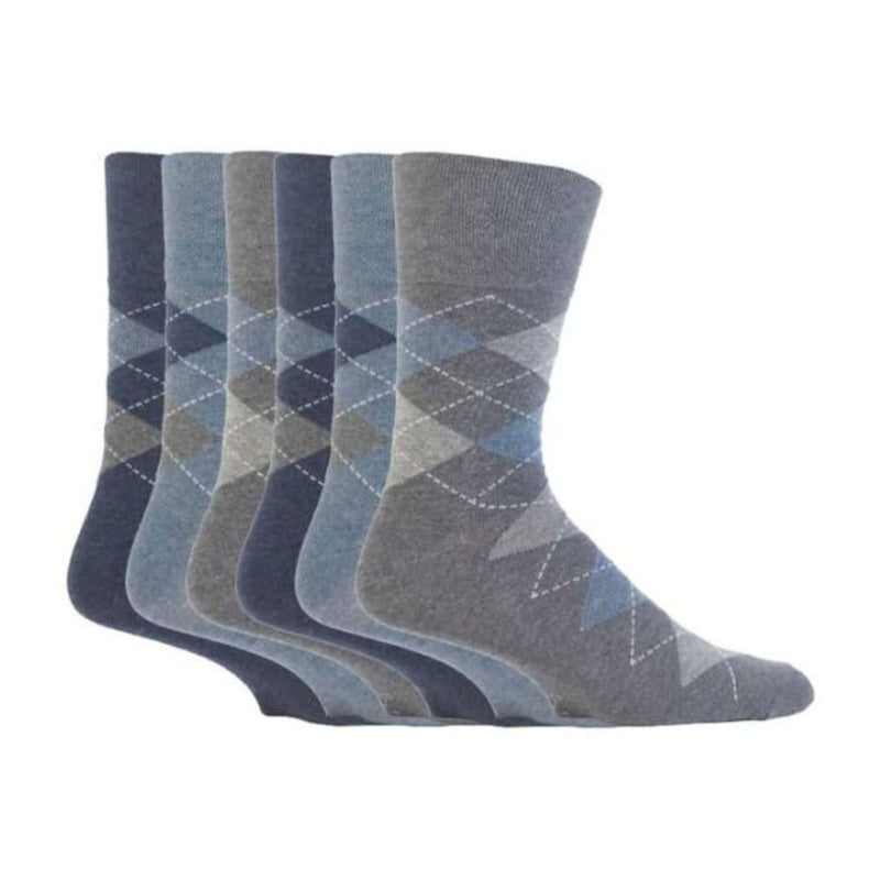 6 Pack Mens Non Elastic Patterned Bigfoot Cotton Socks 12-14 UK