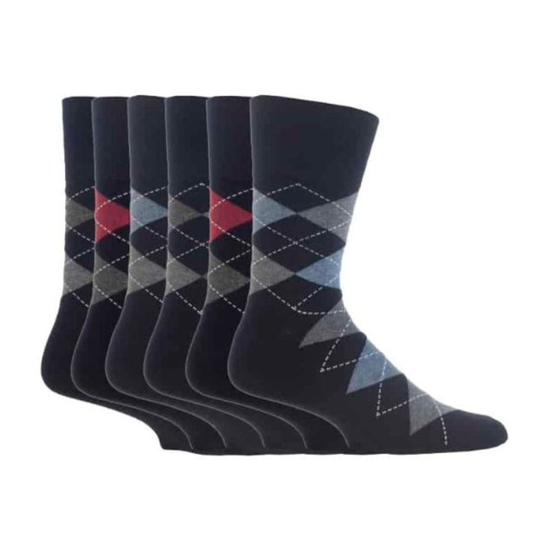 6 Pack Mens Non Elastic Argyle Cotton Socks