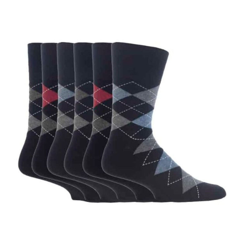 6 Pack Mens Non Elastic Patterned Bigfoot Cotton Socks 12-14 UK
