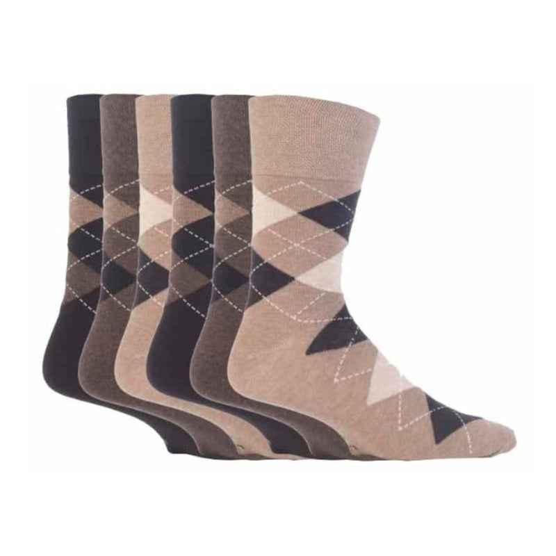 6 Pack Mens Non Elastic Patterned Bigfoot Cotton Socks 12-14 UK