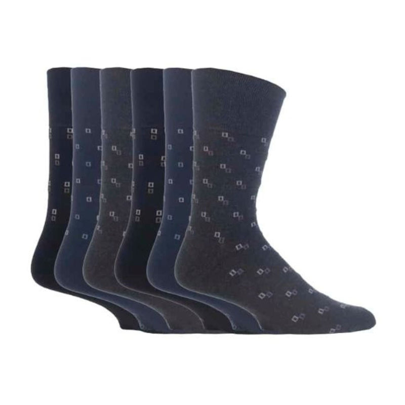 6 Pack Mens Non Elastic Patterned Bigfoot Cotton Socks 12-14 UK